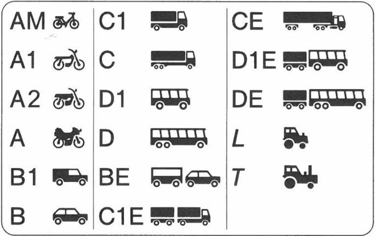 fahrerlaubnisklassen piktogramme